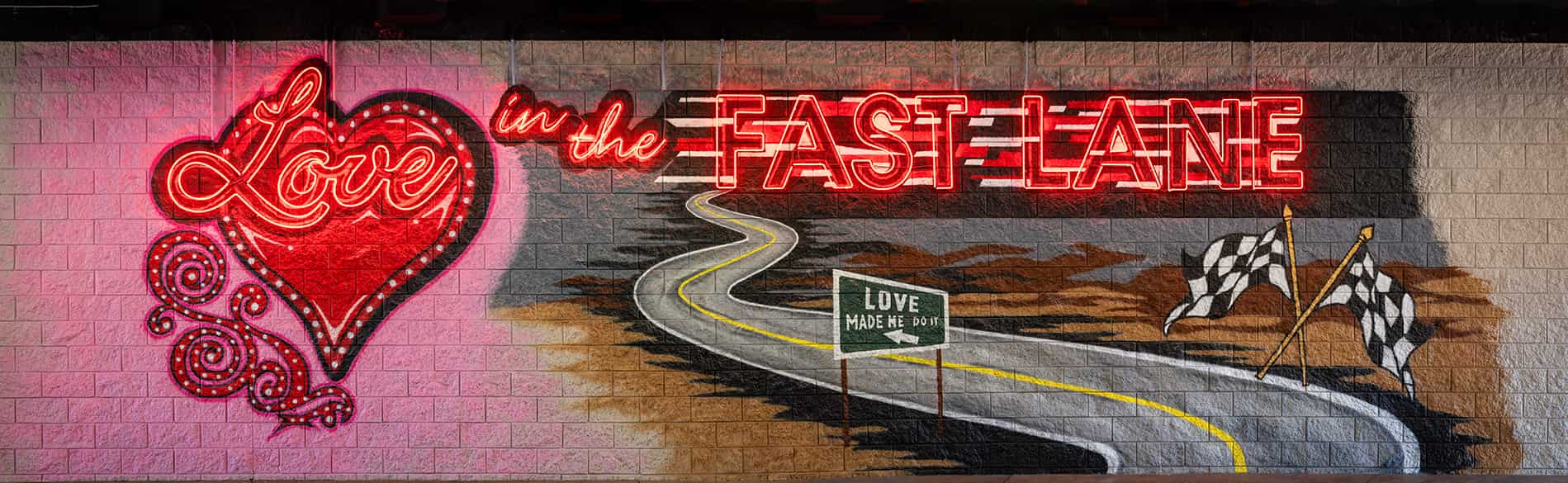 Love in the Fast Lane Drive Thru Chapel Mural