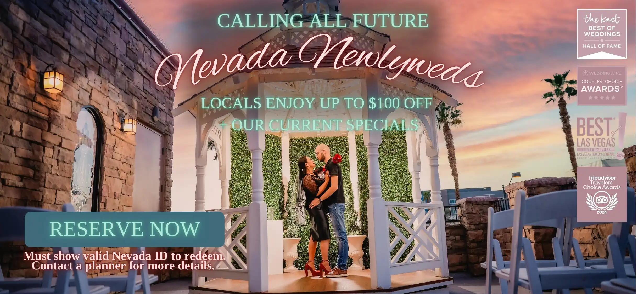 Newlyweds walking down the isle at Vegas Weddings