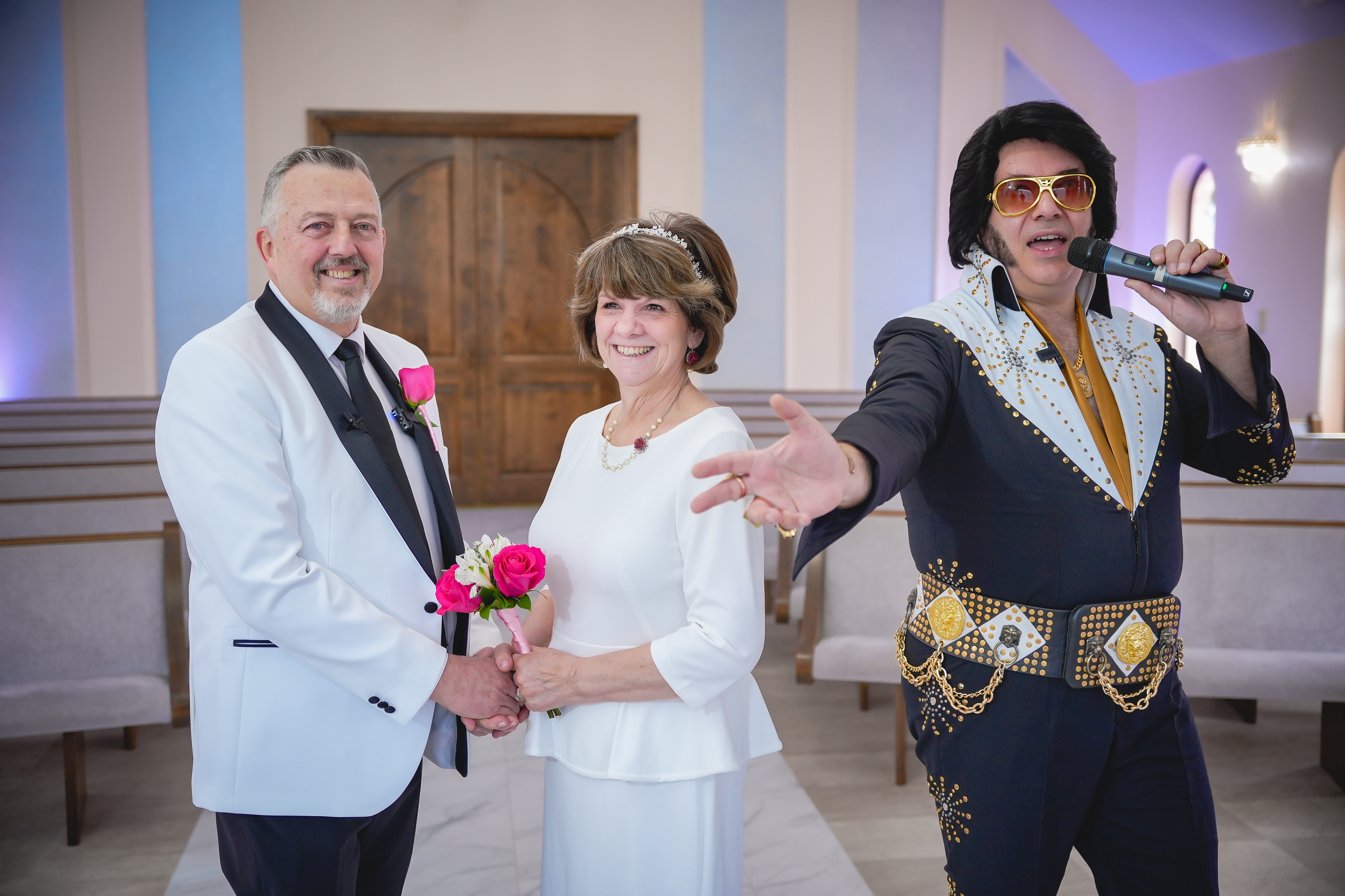 Grooms and midget Elvis 