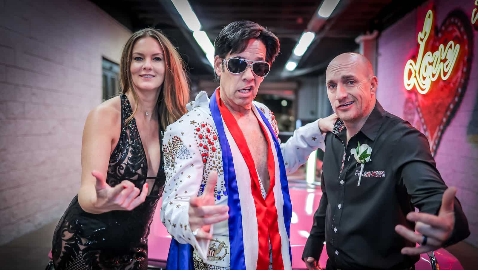 A couple on their Elvis wedding day