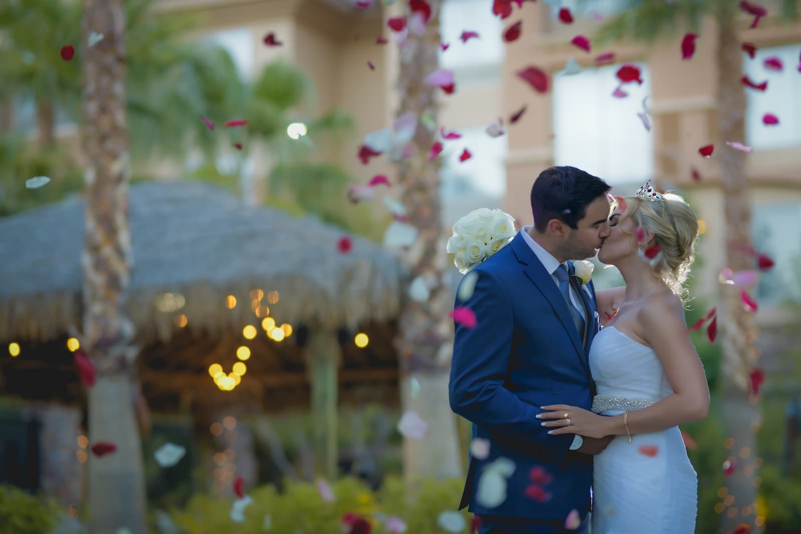 Poolside wedding in Las Vegas - Newlyweds by the pool